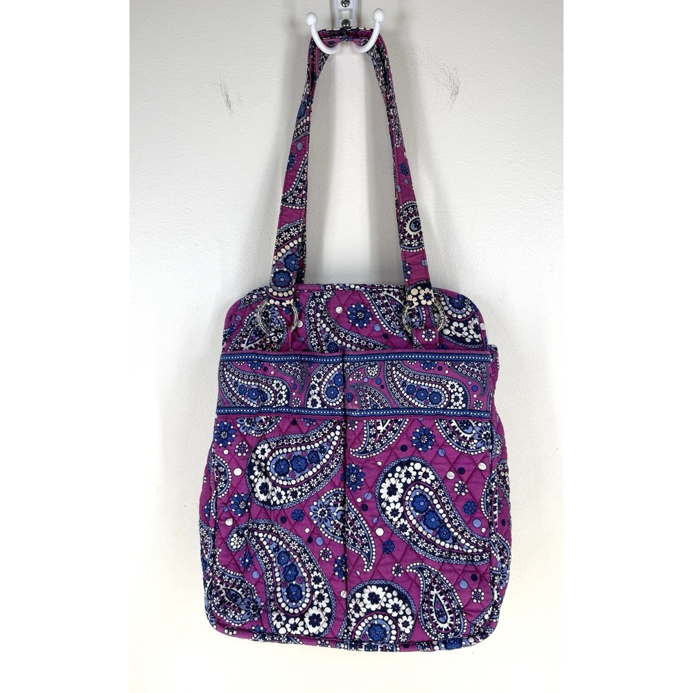 Vera Bradley Retired Boysenberry Print Tote Bag Purse Floral Pockets Paisley